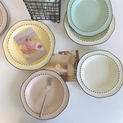 Merry Kitchen ヨーグルトボウル｜陶器製・大きな両耳スープボウル・サラダボウル・インスタ風・高デザイン・家庭用・創造的