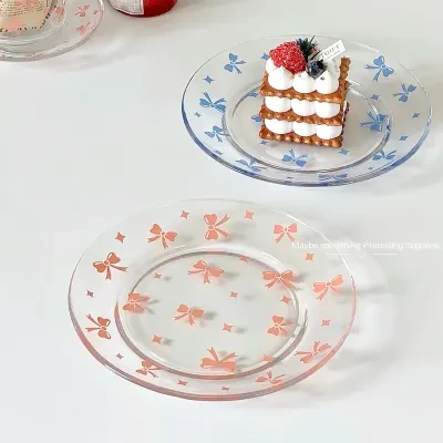Merry Kitchen おやつ皿｜ガラス製・フルーツプレート・丸型・ケーキ皿・デザート皿・洋風・かわいい