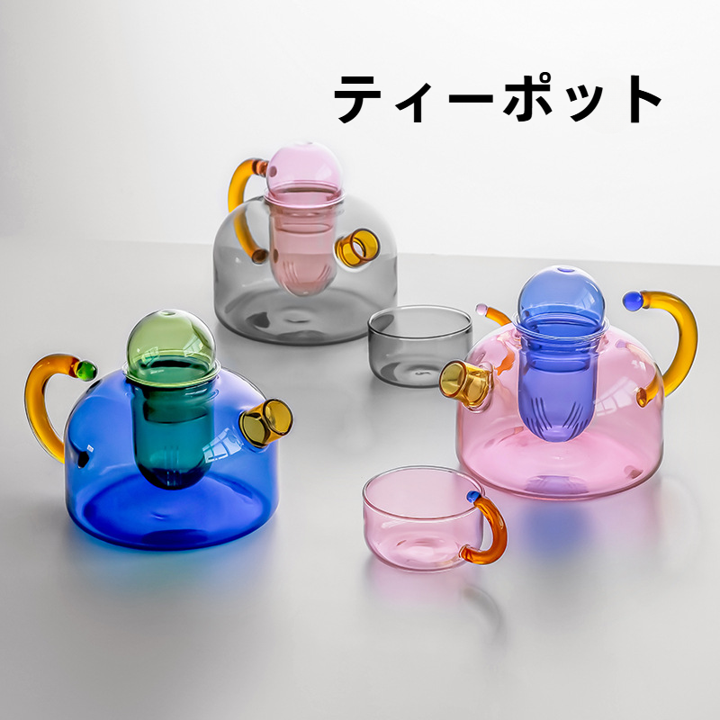 ティーポット｜分離フィルター・家庭用・電気陶炉・煮茶器・創造的・バイカラー・耐熱ガラス|undefined