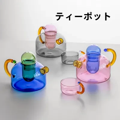 ティーポット｜分離フィルター・家庭用・電気陶炉・煮茶器・創造的・バイカラー・耐熱ガラス