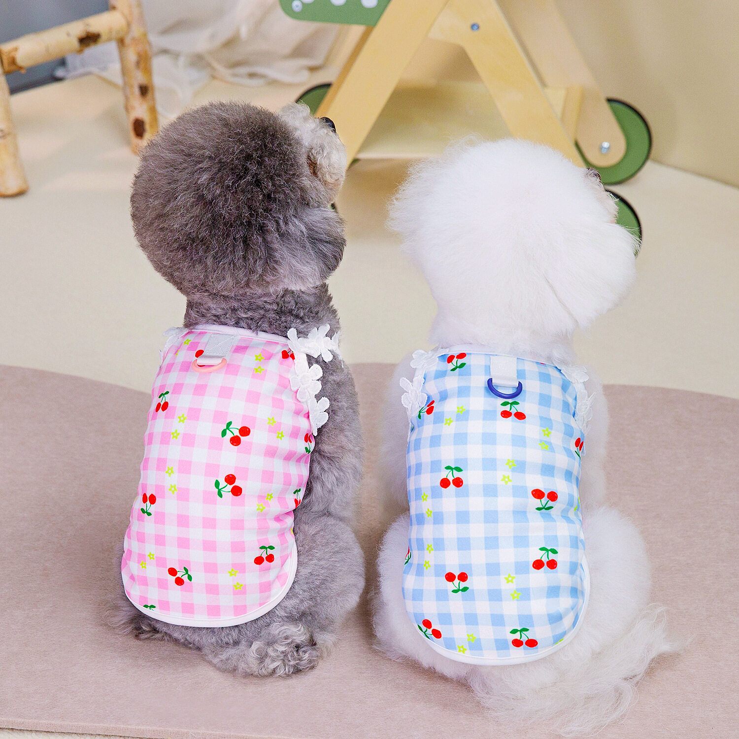 犬用服｜春夏新作・田園風・小清新・さくらんぼ・レース・キャミソール・テディ・ビション・小型犬用|undefined