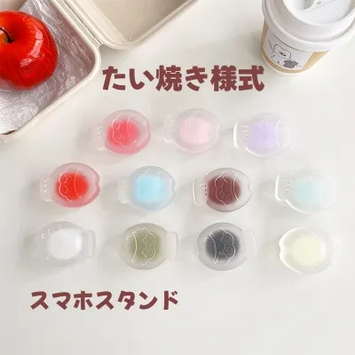 FunCASE スマホスタンド｜透明・マット・たい焼き形・スタンド・粘着式・伸縮可能・ドラマ鑑賞用・かわいい