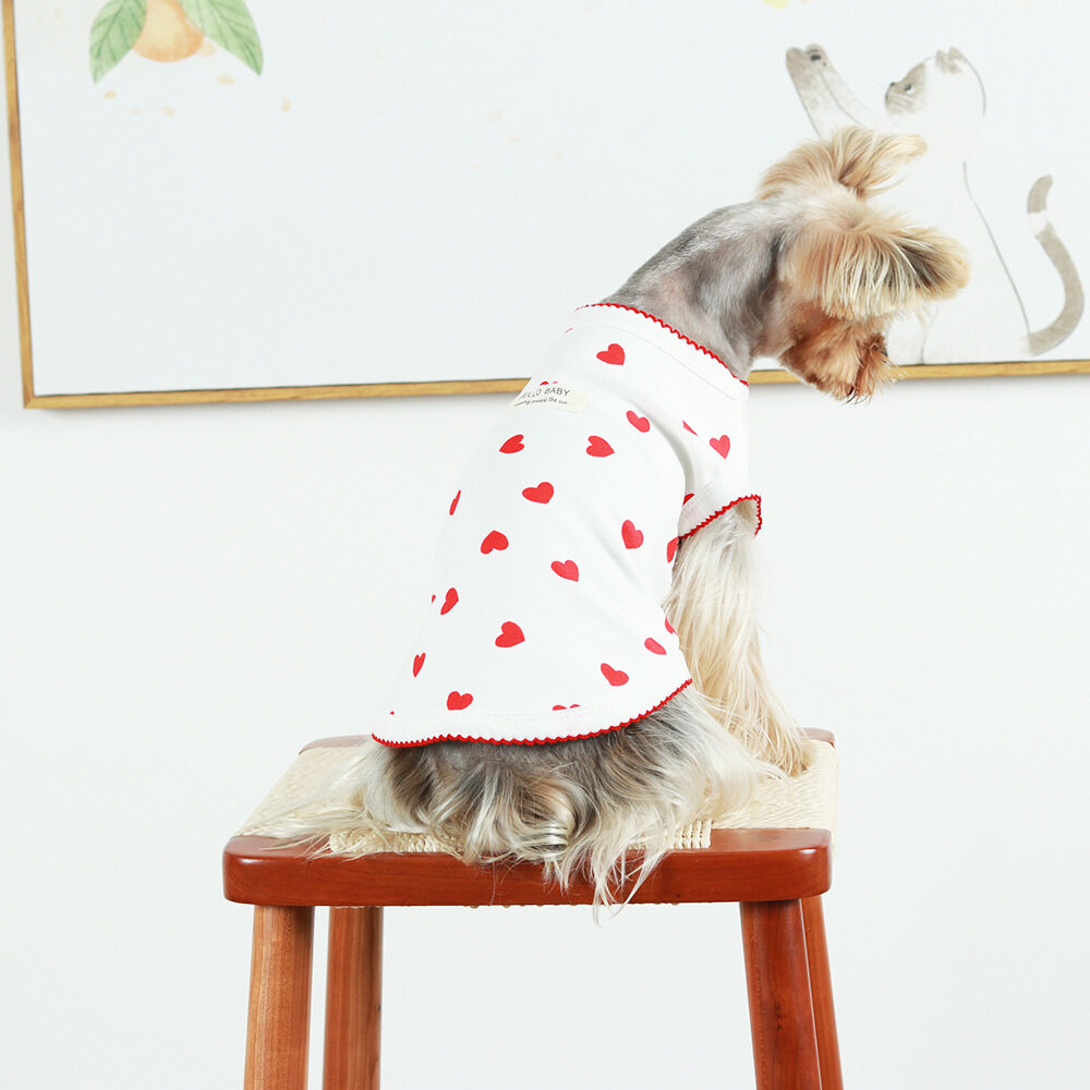 ペット用服｜新作・犬用服・春夏用・薄手・ハート柄・かわいい・小型犬用・ペットウェア|undefined