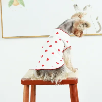 Tapiru ペット用服｜新作・犬用服・春夏用・薄手・ハート柄・かわいい・小型犬用・ペットウェア