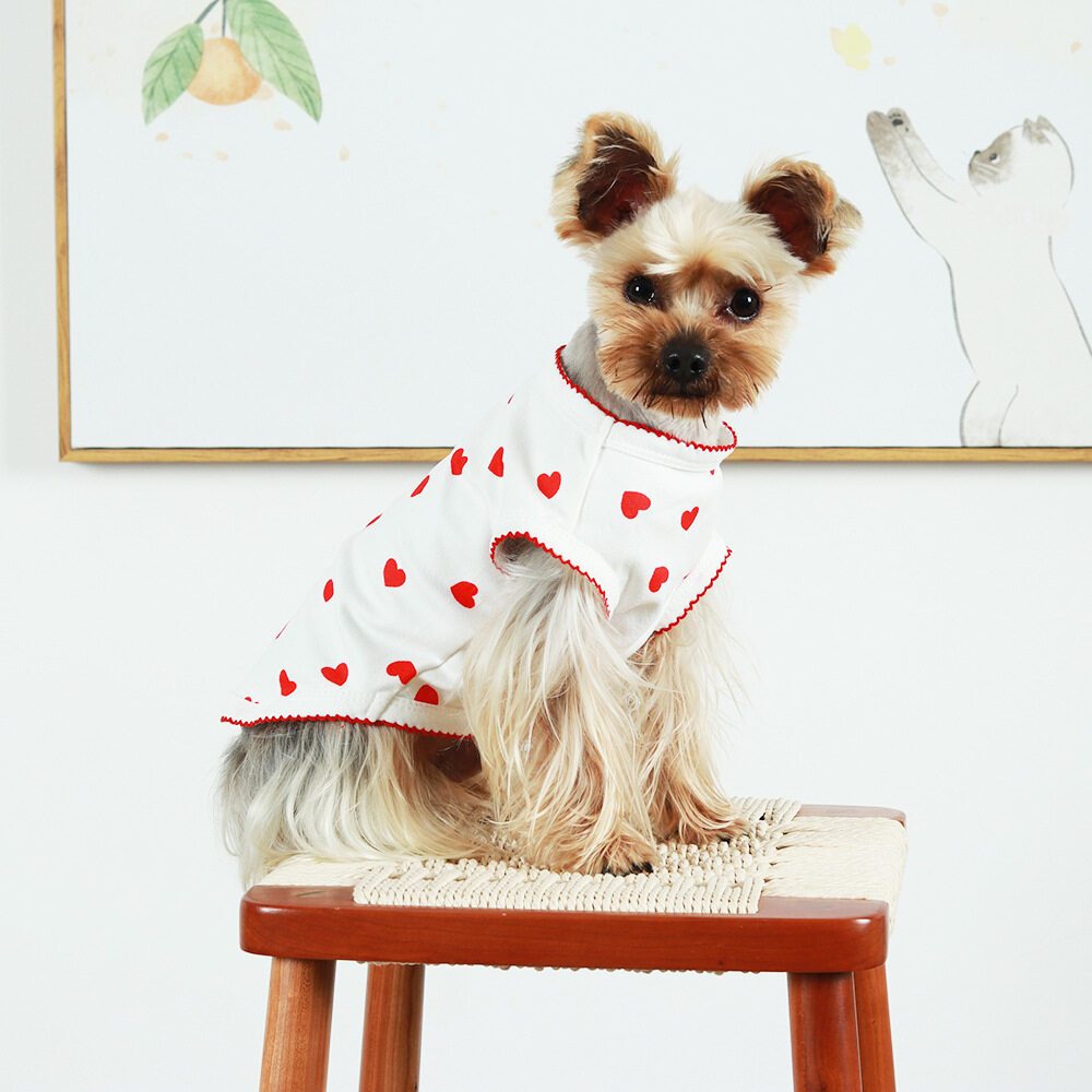 ペット用服｜新作・犬用服・春夏用・薄手・ハート柄・かわいい・小型犬用・ペットウェア|undefined