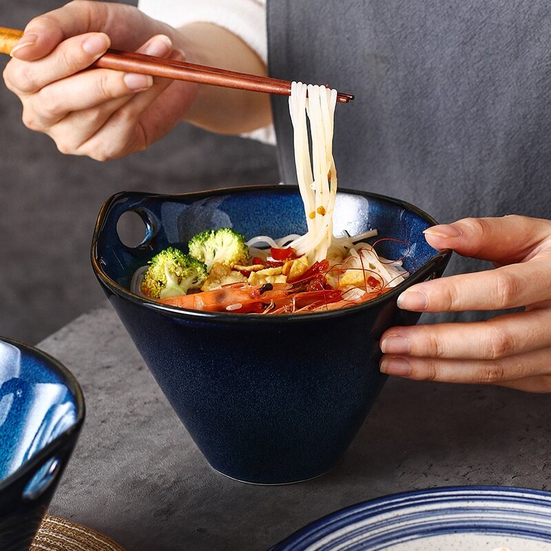 サラダボウル｜電子レンジ対応・和風陶器・丼ぶり・ラーメン用・ダブルハンドル・創造的な食器・スープボウル|undefined