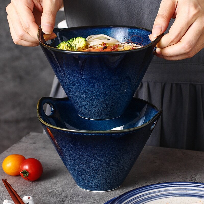 サラダボウル｜電子レンジ対応・和風陶器・丼ぶり・ラーメン用・ダブルハンドル・創造的な食器・スープボウル|undefined