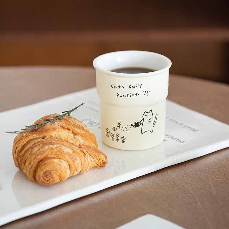 マグカップ｜ミニ水筒・軽量・蓋付き・280ml・猫柄・カフェオレ色・シンプル・可愛い・おしゃれ|undefined