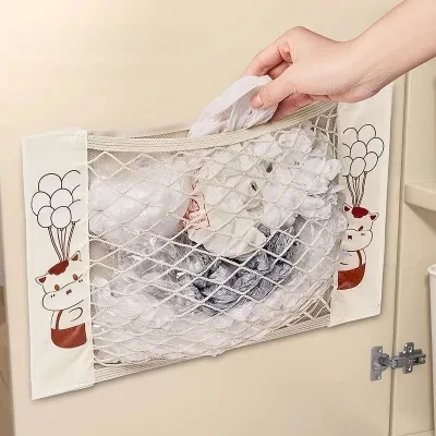 ゴミ袋収納｜壁掛け・穴あけ不要・家庭用・収納袋・プラスチック製・マジックテープ・ネットポケット・便利