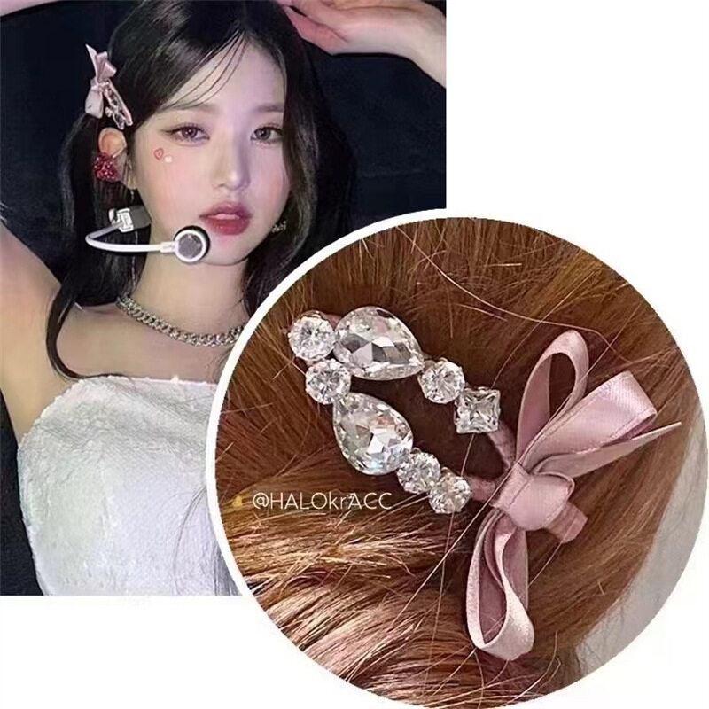 ヘアクリップ｜リボン・ピンク・ジルコニア・インスタ風・前髪クリップ・可愛い・ファッション・レディース|undefined