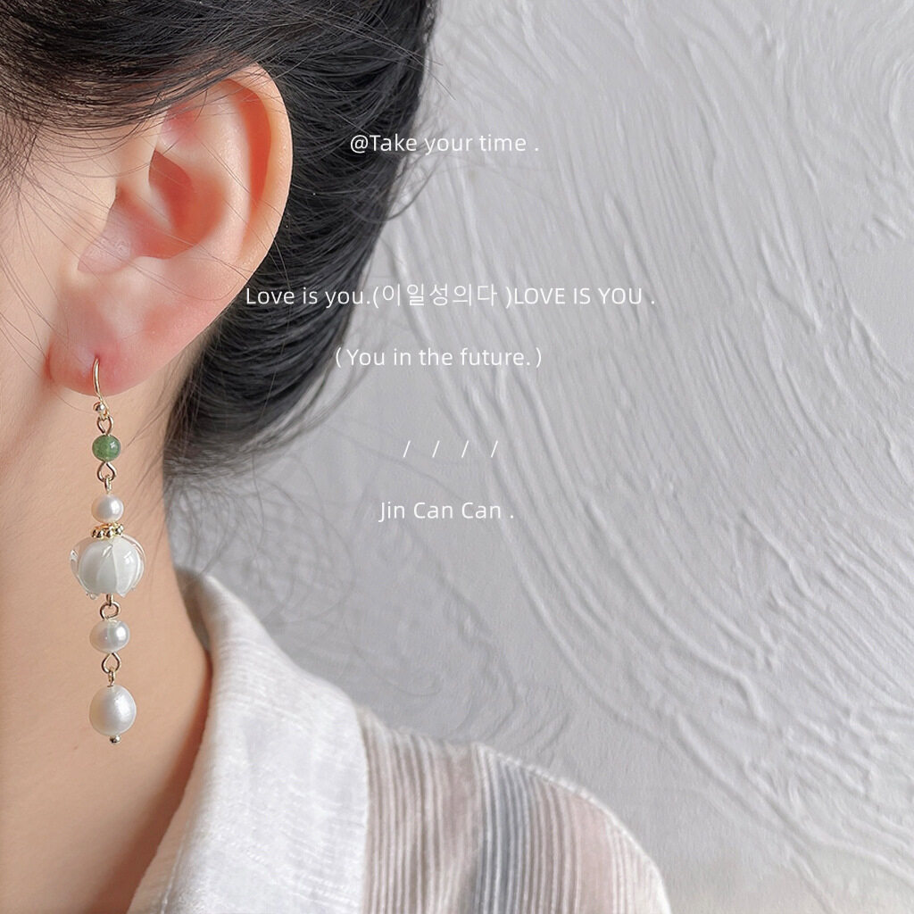 ピアス｜レトロ・ガラス・ハンドメイド・ファッション・レディース・ロング・タッセル・ハスの花|undefined