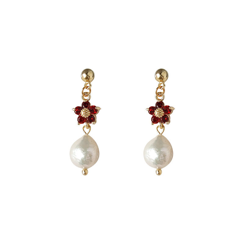 ピアス｜バロック・淡水パール・ハンドメイド・ヴィンテージ・ジルコニア・フラワー・レディース・ファッション|undefined