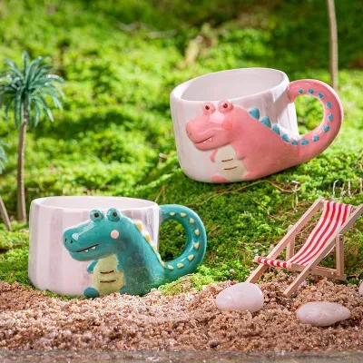 ワニ柄マグカップ｜セラミック・かわいい・陶器・釉下彩・家庭用・朝食用・オフィス用・コーヒーカップ・高デザイン・カップル用