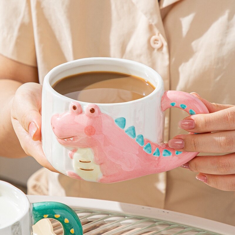 ワニ柄マグカップ｜セラミック・かわいい・陶器・釉下彩・家庭用・朝食用・オフィス用・コーヒーカップ・高デザイン・カップル用|undefined