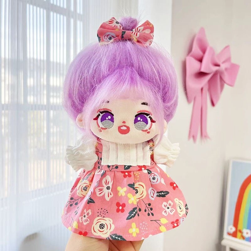 20cm綿人形服・春夏・花柄ワンピース｜ヘアクリップ付き・ぬいぐるみ用・かわいらしい・ふわふわ・綿人形服だけ|undefined