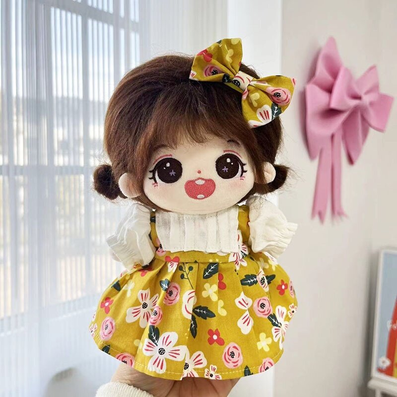 20cm綿人形服・春夏・花柄ワンピース｜ヘアクリップ付き・ぬいぐるみ用・かわいらしい・ふわふわ・綿人形服だけ|undefined