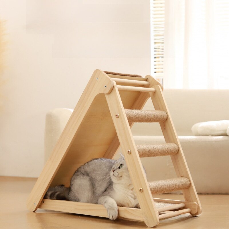 猫掻き板｜猫ハウス一体型・耐摩耗性・屑が出にくい・木製・猫クライミングタワー・省スペース・猫ジャンプ台・猫おもちゃ・丈夫|undefined