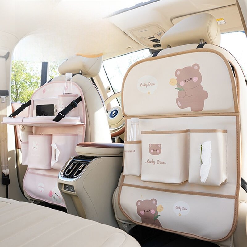 車のシートバック収納ポケット|後部座席用・折り畳みテーブル付き・小物入れ・車載・便利グッズ・収納|undefined