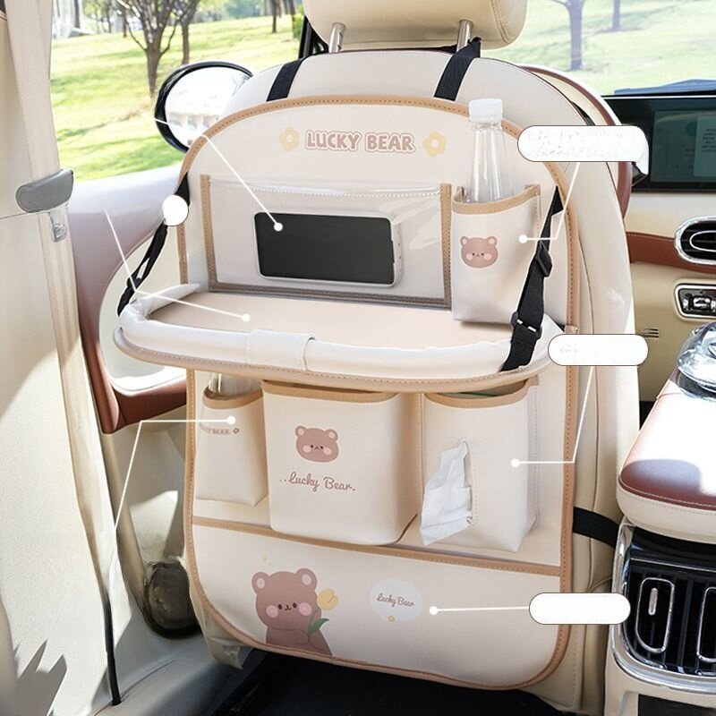 車のシートバック収納ポケット|後部座席用・折り畳みテーブル付き・小物入れ・車載・便利グッズ・収納|undefined