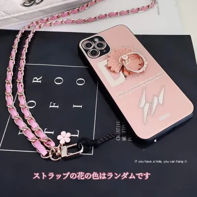 スマホストラップ｜おしゃれ・肩掛け・斜め掛け・可愛い・耐久性・PU・ストラップの花の色はランダムです