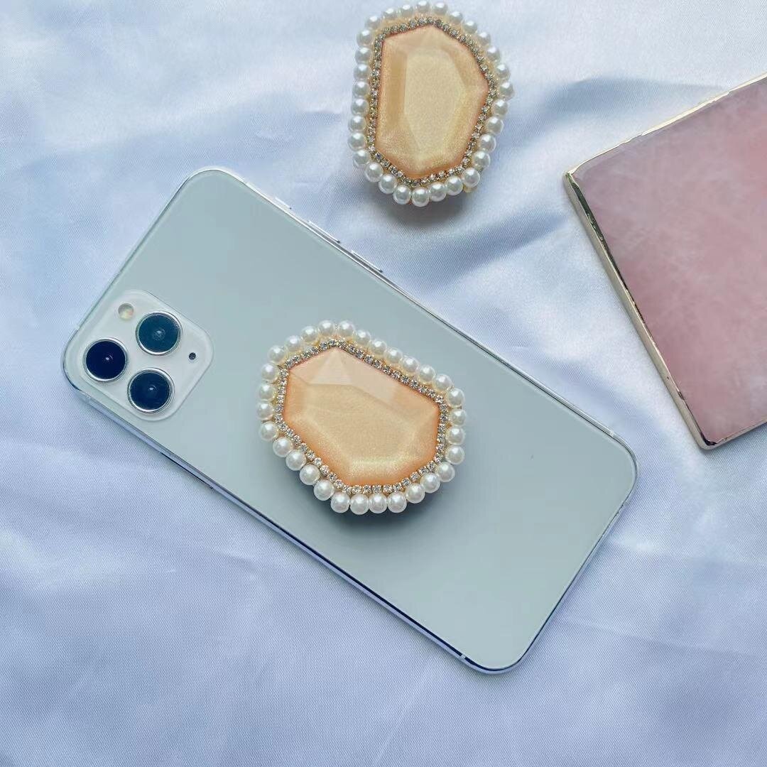 スマホスタンド｜クリスタルカラーパールエッジ・ダイヤモンド風・背面貼り付け型・伸縮式・スマホアクセサリー・エアクッション・ハンズフリー・おしゃれ|undefined