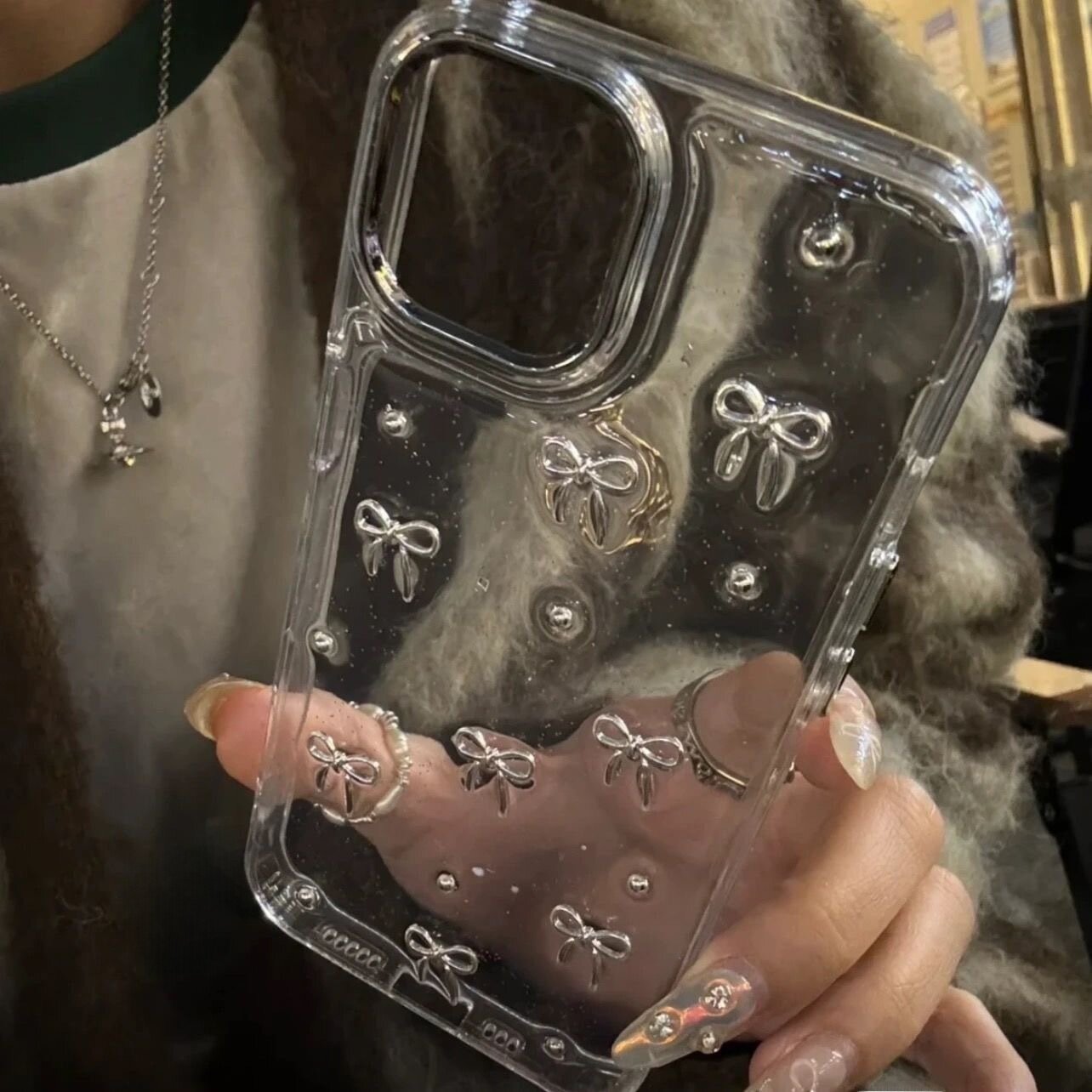 iPhoneケース｜スマホケース・蝶結び・滴膠・iPhone15promax/14/12/13p適用・スイート・ガーリー・ ins風|undefined