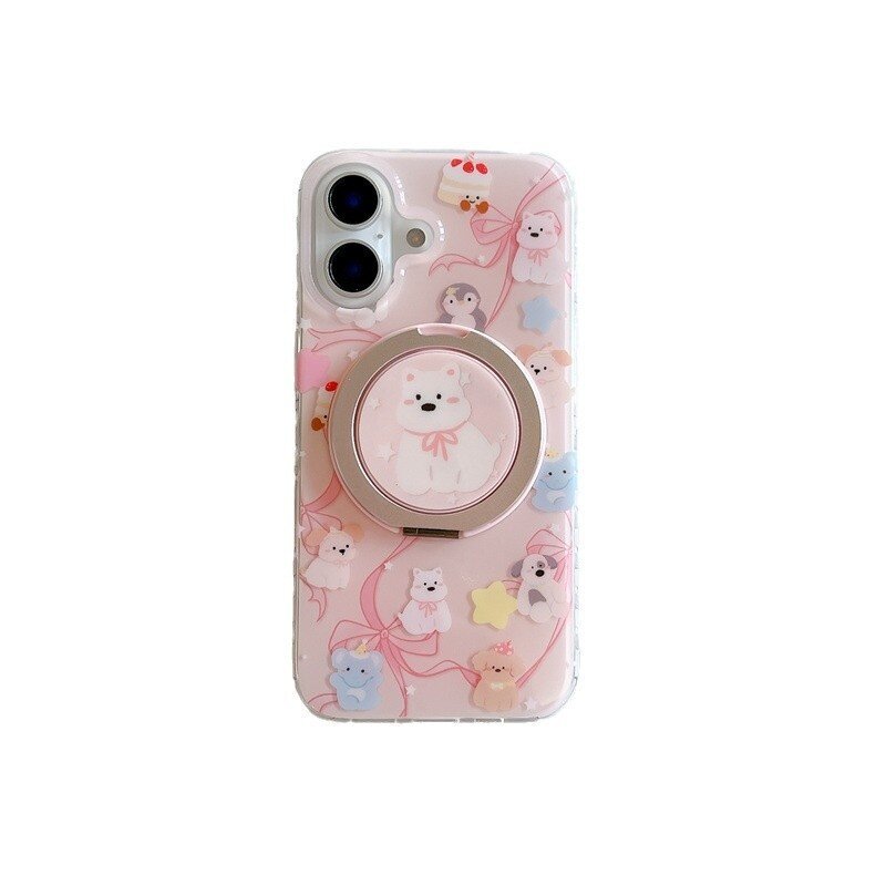 iPhoneケース｜スマホケース・iPhone16/15 Pro Max/14/13・磁気吸着・スタンド付き・少女風・ピンク・パステルカラー・アニマル|undefined