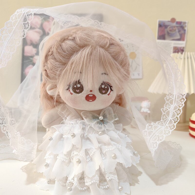 綿人形服・20cmぬいぐるみ用服・推し活｜ウェディングドレス・白いドレス・着せ替え・ロマンチック・綿人形服だけ|undefined