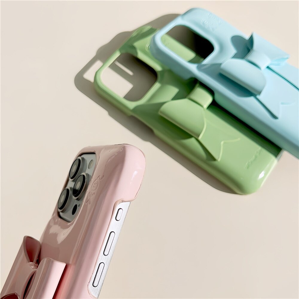 iPhoneケース｜立体バタフライ・無地・耐衝撃・泡デザイン・iPhone16/15/14P/13/12・可愛い・カートゥーン風・スマホ・蝶結び|undefined