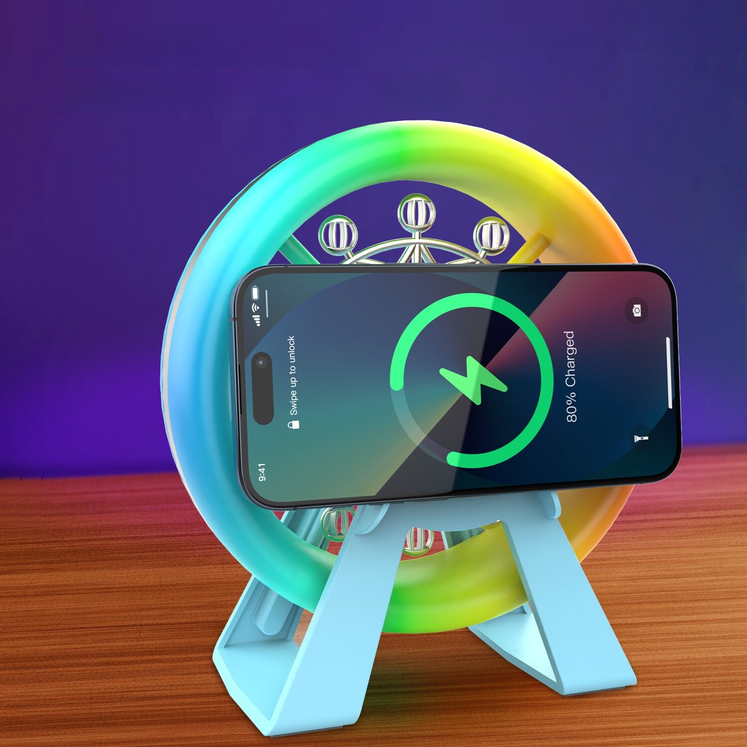 Bluetoothスピーカー｜ワイヤレス・急速充電・Bluetooth・スピーカー・時計付き・家庭用・卓上インテリア・ギフト用|undefined