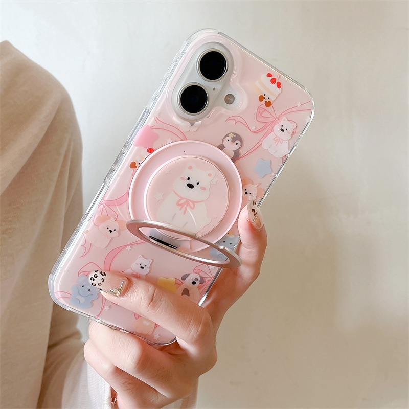 iPhoneケース｜スマホケース・iPhone16/15 Pro Max/14/13・磁気吸着・スタンド付き・少女風・ピンク・パステルカラー・アニマル|undefined