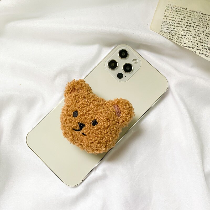 スマホスタンド｜スマホグリップ・エアバッグ式・ぬいぐるみ素材・伸縮可能・卓上スタンド・くま・かわいい・韓国風・おしゃれ・インスタ風・癒し|undefined