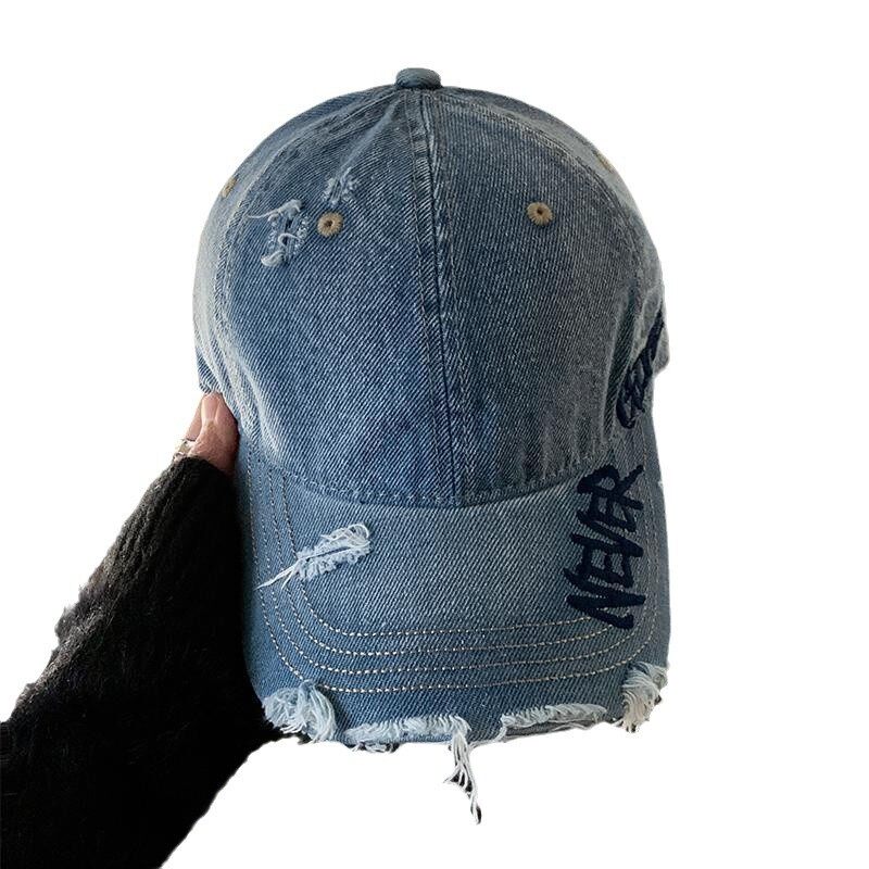 ベースボールキャップ｜ファッション・レディース・カジュアル・デニム・刺繡・ダメージ加工・ウォッシュ加工・ソフトトップ・大きめサイズ・レトロ・返品不可|undefined