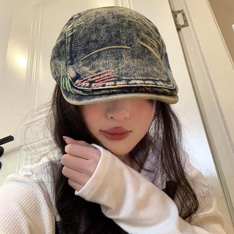 デニムキャップ｜レディース・ファッション・ウォッシュ加工・小顔効果・ビッグサイズ・キャスケット・レトロ|undefined