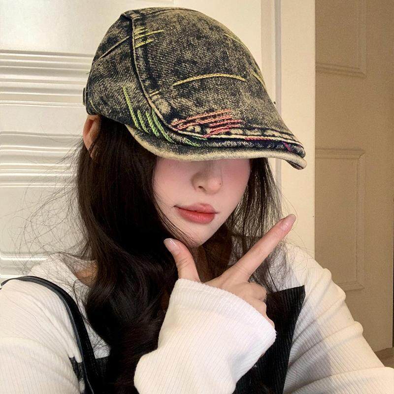 デニムキャップ｜レディース・ファッション・ウォッシュ加工・小顔効果・ビッグサイズ・キャスケット・レトロ|undefined