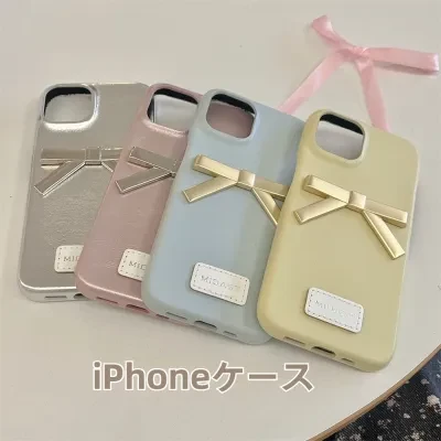 FunCASE iPhoneケース｜スマホケース・メタルシルバー・マットゴールド・蝶結び・シンプル・おしゃれ・大人可愛い