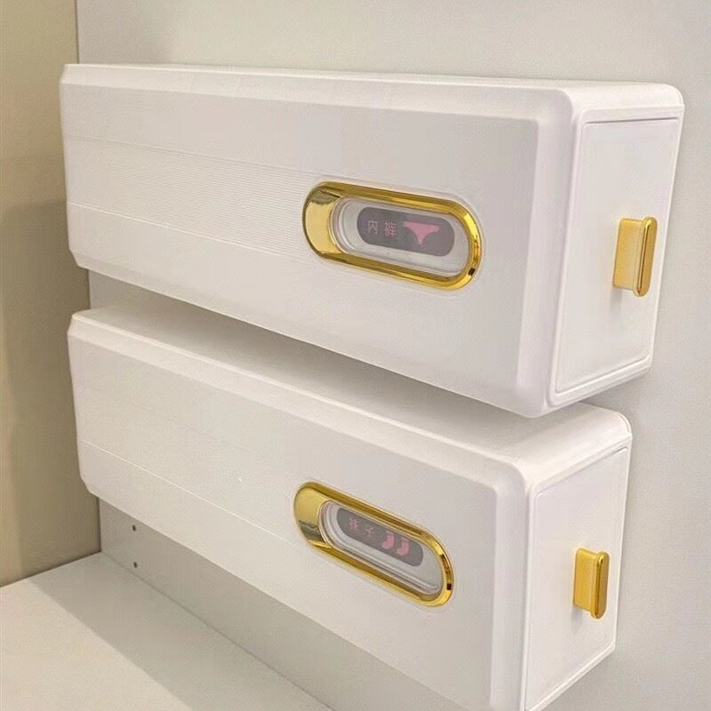 靴下収納ボックス｜壁掛け式・家庭用・クローゼット用・引き出し式・仕切り付き・下着整理ケース・省スペース・整理整頓に役立つ|undefined