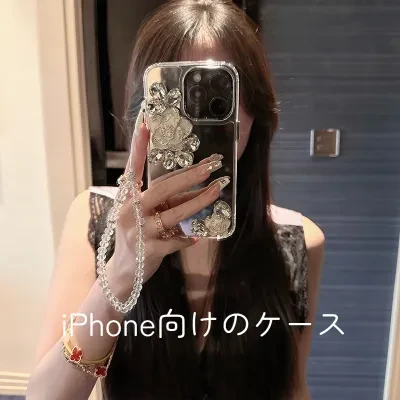 iPhone向けのケース｜スマホケース・iPhone向け・15 Pro Max/14/13対応・耐衝撃・ミラー付き・おしゃれ・可愛い・花柄