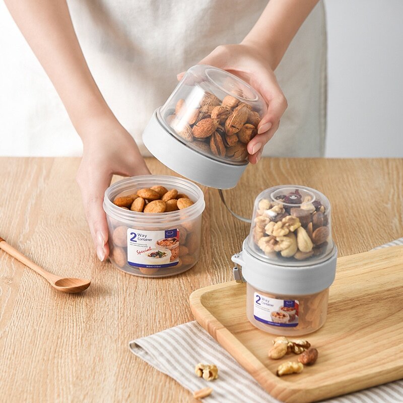 食品収納ボックス｜二重密閉・仕切り付き・透明・保存容器・カップ型・果物・お菓子・雑穀・おしゃれ・新鮮|undefined