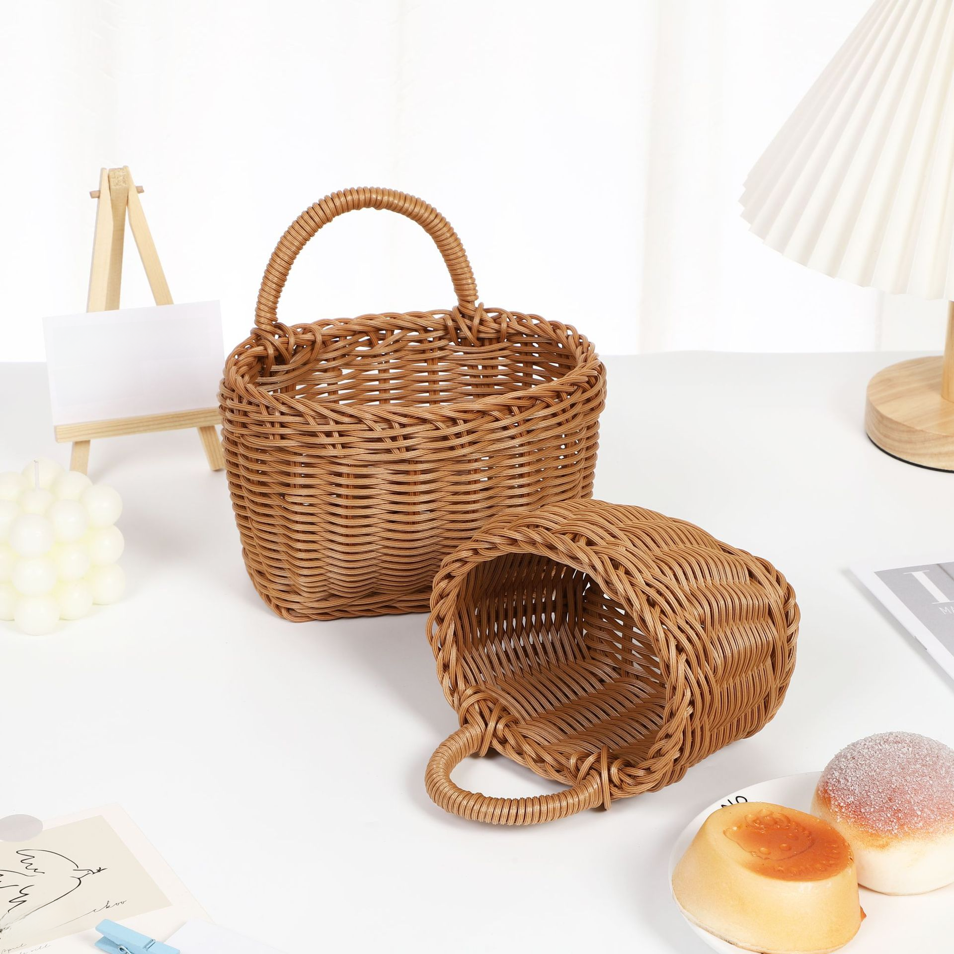 キッチン収納バスケット｜レトロ・壁掛け・ニンニクなどの小物・持ち運びに便利・キッチン用品の整理に便利|undefined