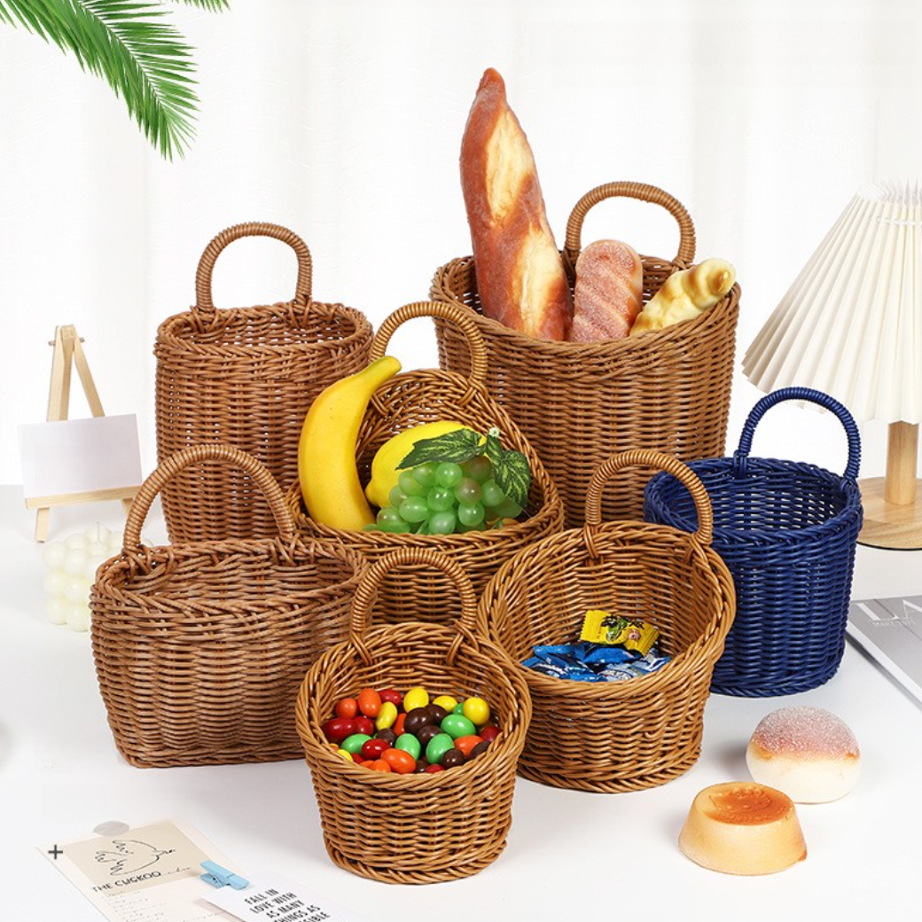キッチン収納バスケット｜レトロ・壁掛け・ニンニクなどの小物・持ち運びに便利・キッチン用品の整理に便利|undefined