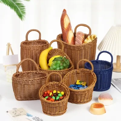 キッチン収納バスケット｜レトロ・壁掛け・ニンニクなどの小物・持ち運びに便利・キッチン用品の整理に便利