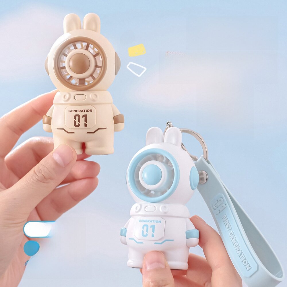 ミニ扇風機|イラスト・宇宙飛行士・USB充電・キーホルダー付き・携帯便利・かわいい|undefined