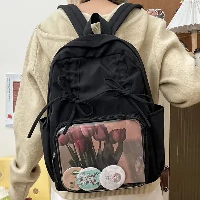 リュックサック｜ファッション・レディース・カジュアル・大容量・痛バッグ・学生・透明・バッジ・かわいい