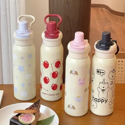 motto 水筒・620ml・保温保冷・大容量・ストロー付き・車載可能・おしゃれ・かわいい・女子・持ち運び便利