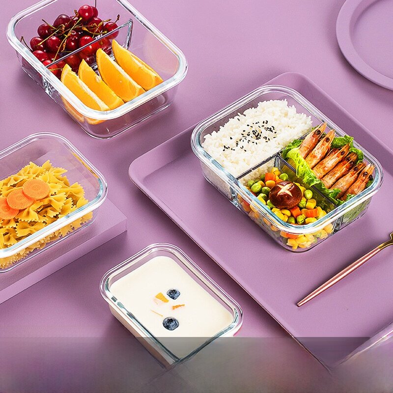 弁当箱・ガラスボウル・電子レンジ対応・長方形・保存容器・家庭用・透明・おしゃれ・使いやすい|undefined