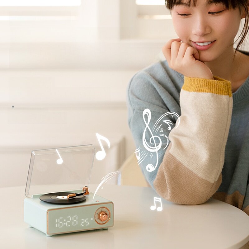 Bluetoothスピーカー|レトロ置時計・ワイヤレススピーカー・重低音・高音質・レコードプレーヤー・誕生日プレゼント|undefined