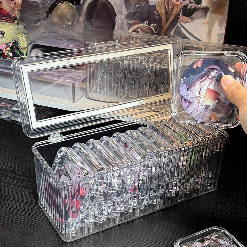 収納ケース｜75ｍｍ/85ｍｍ缶バッジ用・アクリル製・コレクションケース・・防塵・透明・ディスプレイケース・ 推し活・おしゃれ・整理整頓・アニメ・タク活|undefined