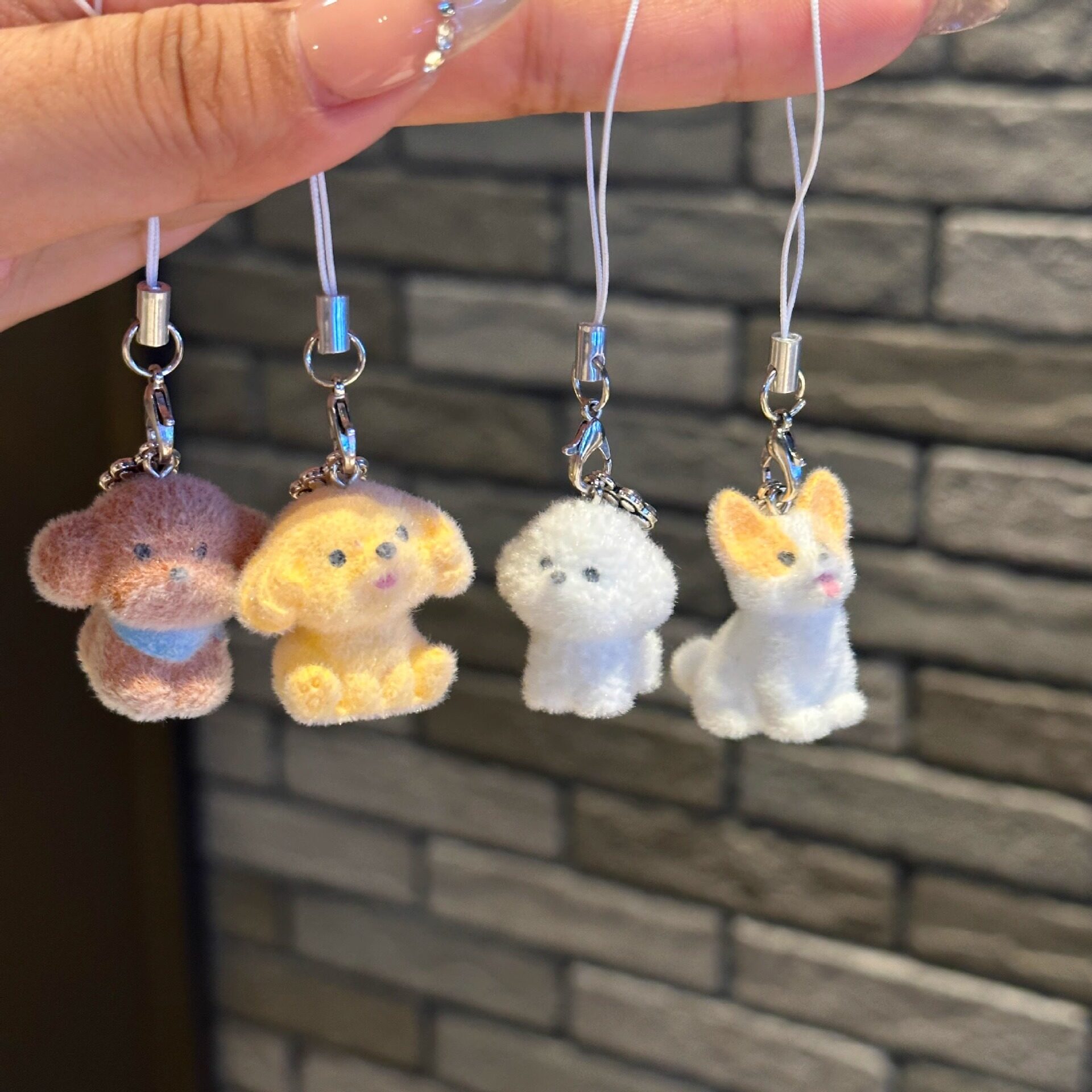 テディ犬・犬キーホルダー｜スマホ飾り・DIYアクセサリー・チャーム・パーツ・可愛い・キュート・樹脂製・植毛加工・立体・漫画風|undefined