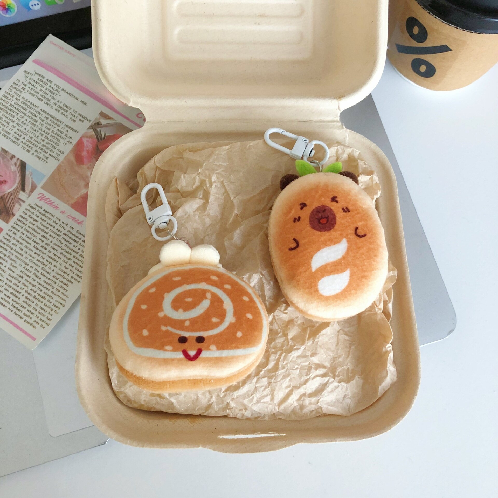 キーホルダー・ハンバーガー・パン・ぬいぐるみ｜バッグチャーム・マスコット・食品サンプル風・かわいい・おしゃれ|undefined